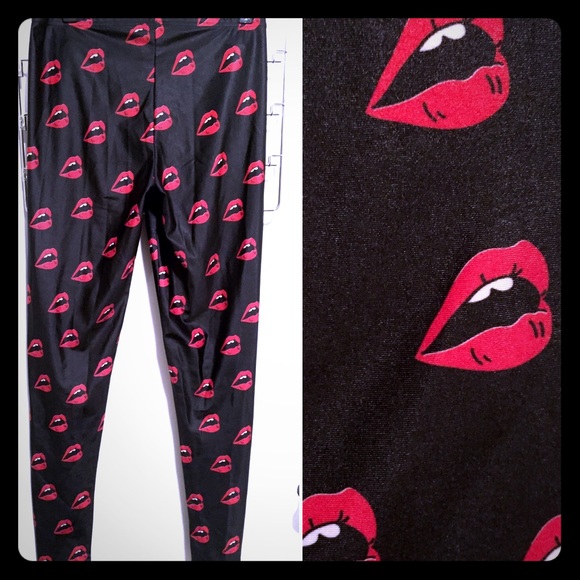Lip Print Custom Punk Rocker Leggings Size S/M