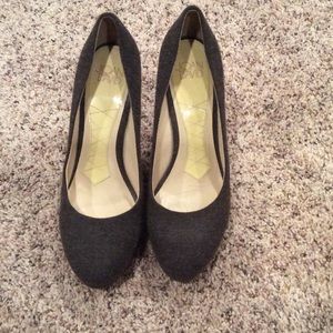 Joan and David Gray Wool Platform Heels
