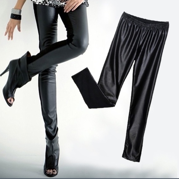 Faux leather black pants