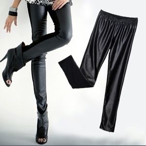 Faux leather black pants