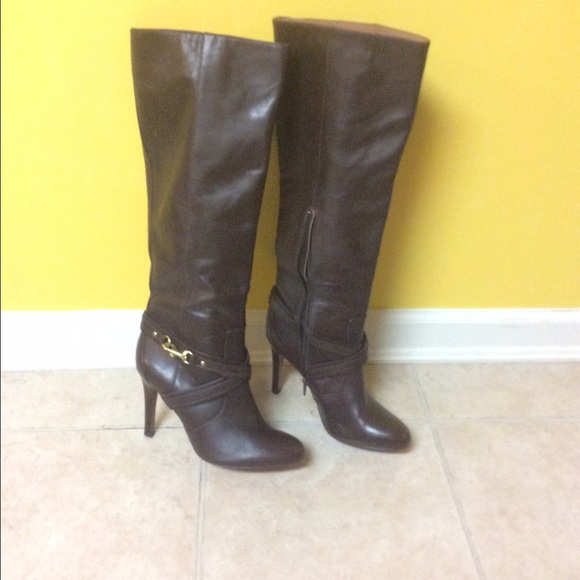 Coach Brown Leather high heeled boots