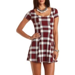 Charlotte Russe Textured Plaid Skater Dress