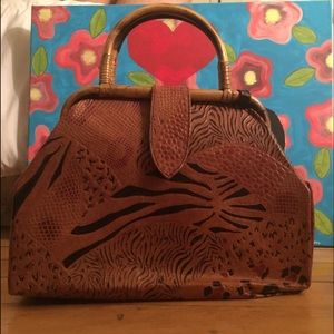 Handmade Genuine Leather & Bamboo Purse