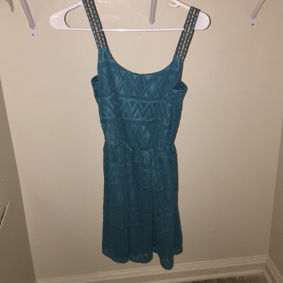 Teal Dress with Patterned Straps