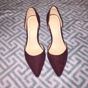 Maroon Suede Pointed Toe Heels