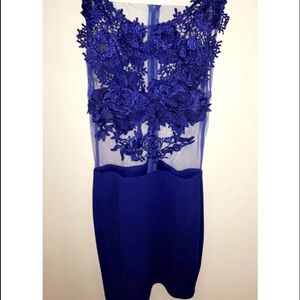 Transparent,blue,flowered,mini dress in the size m