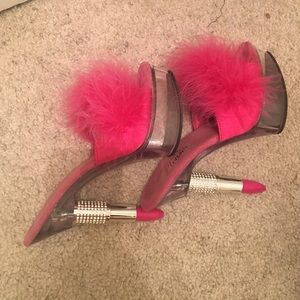 🎀Flirty Bling✨⚡️fur slide sandal heels