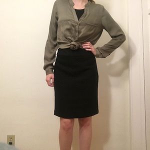 Ann Taylor black sparkle tweed pencil skirt