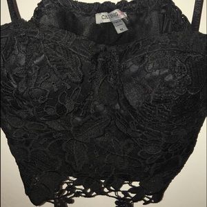 Black lace crop top in the size medium