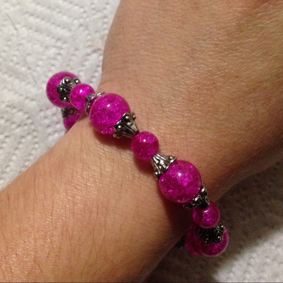 Pink Sparkly Glass Bead Bracelet - Picture 3 of 3