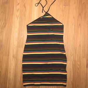 NWT Motel Rocks Striped Rainbow Halter Top Dress