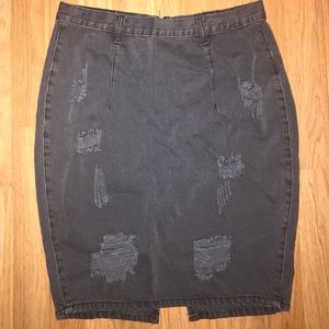 Cotton On Off Black Distressed Denim Skirt