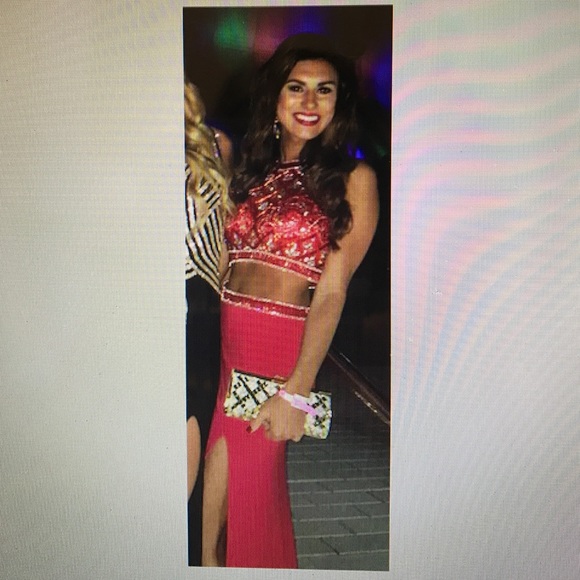 Red Sherri Hill two- piece gown