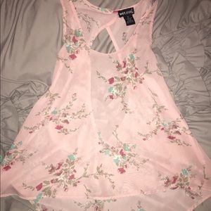 Pink, sheer flower blouse