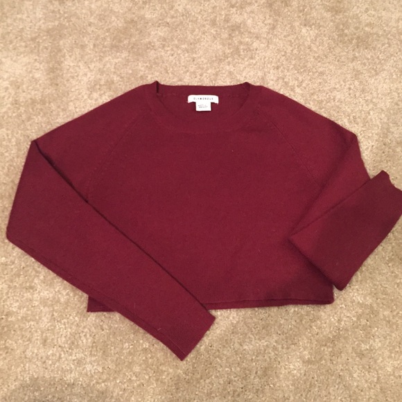Lulu's Cropped Burgundy Sweater Top - Picture 4 of 4