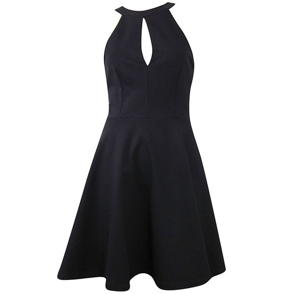 Black Keyhole Lace Back, Fit & Flare Dress