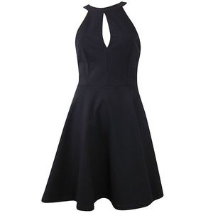 Black Keyhole Lace Back, Fit & Flare Dress