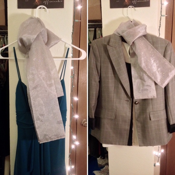 Handmade beaded silver scarf/sash, one of a kind!