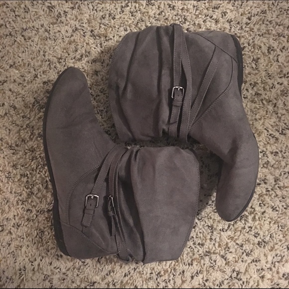 Grey Suede Booties. Size 8.5