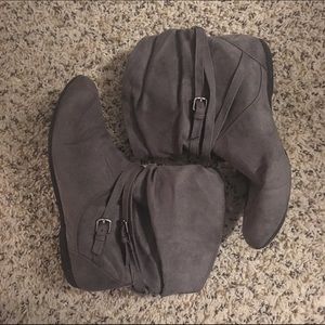 Grey Suede Booties. Size 8.5