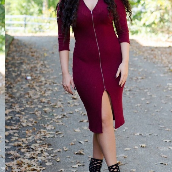 Fashion Nova Dresses & Skirts - ‼️SOLD‼️NWT Valentine's Day burgundy dress