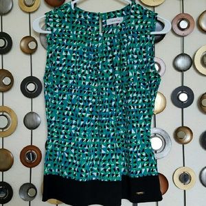 Calvin Klein Sleeveless Geometric Color Blouse
