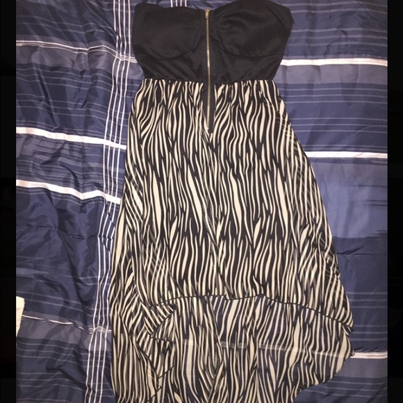 High low strapless dress