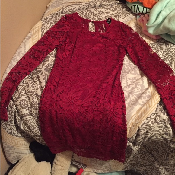 Tight red lace dress