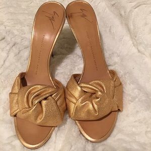 Rose Gold slide Giuseppe Zanotti heel.