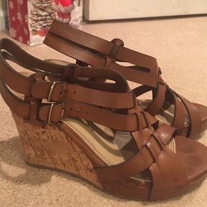 Brown strappy wedges