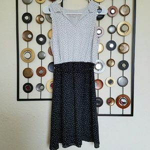 LOFT Black/White Polka Dot Chiffon Dress