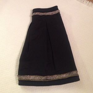 BCBG Maxazria pleated black skirt with trim detail