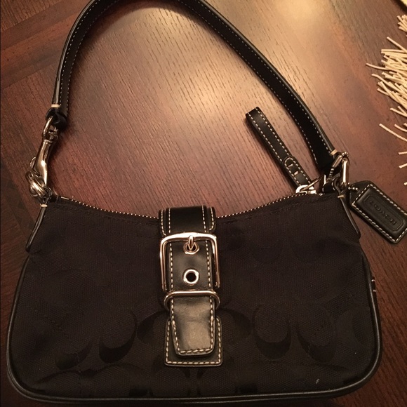 authentic coach small black shoulder bag