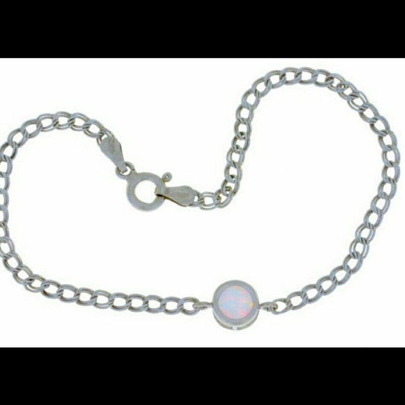 Opal Round Bezel Bracelet .925 Sterling Silver