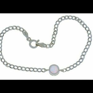 Opal Round Bezel Bracelet .925 Sterling Silver