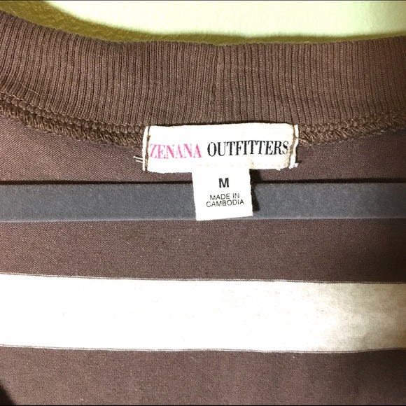 Zenana Beige Brown Stripe V Neck Cardigan - Picture 4 of 4