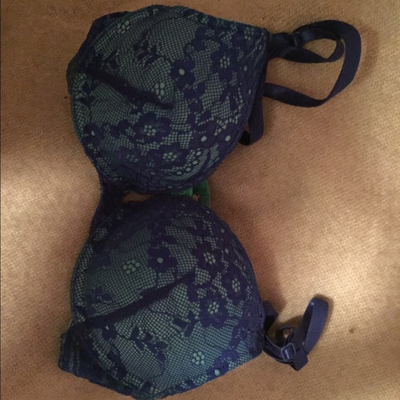 Blue lace push up bra