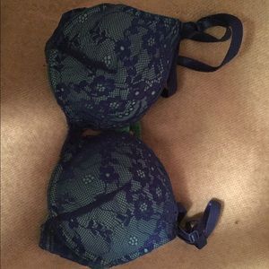 Blue lace push up bra
