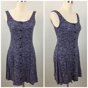 Vintage 90's Floral Purple Black Button Up Dress Vintage 90's Floral Purple Black Button Up Dress