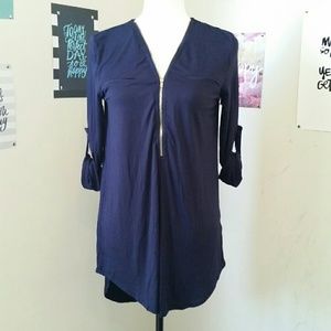SOLD Navy tunic with zipper neckline