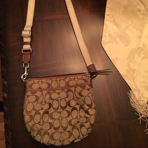 authentic brown and tan coach satchel