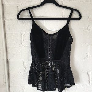 Corset Lace and Velvet Tank
