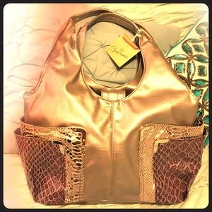 Gray/silver handbag with faux snakeskin detail NWT