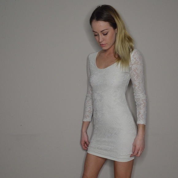 White Lace Dress with Pearl detail
