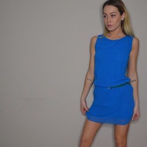 Blue open back dress