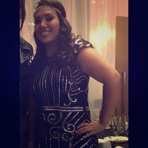 Black and silver flapper dress