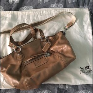 Coach Metallic Tan Satchel Shoulder Bag