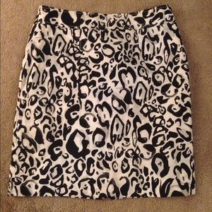 Loft black and white animal print skirt