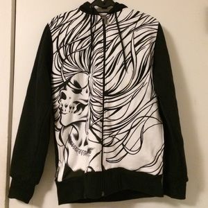 Black and white skull hoodie jacket