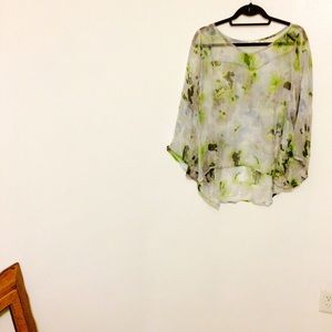 Sheer floral print poncho